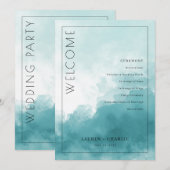 Programme de cérémonie de mariage à l'aquarelle bl (Devant / Derrière)