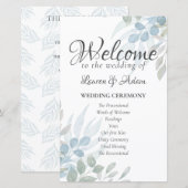 Programme de cérémonie de mariage à l'aquarelle de (Devant / Derrière)