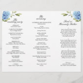 Programme de cérémonie de mariage à l'hydrangea bl (Dos)