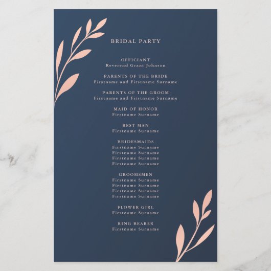 Programme de cérémonie de mariage à motif géométri (Dos)