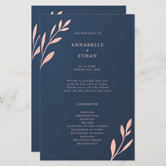 Programme de cérémonie de mariage à motif géométri (Devant / Derrière)