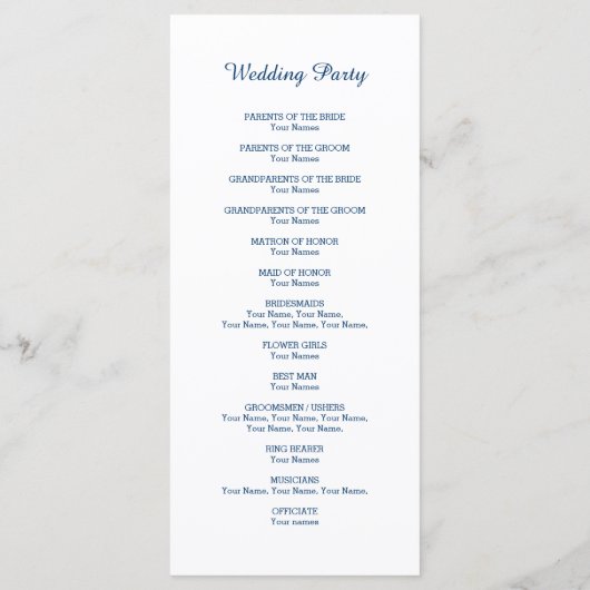 Programme de cérémonie de mariage à thème nautique (Dos)