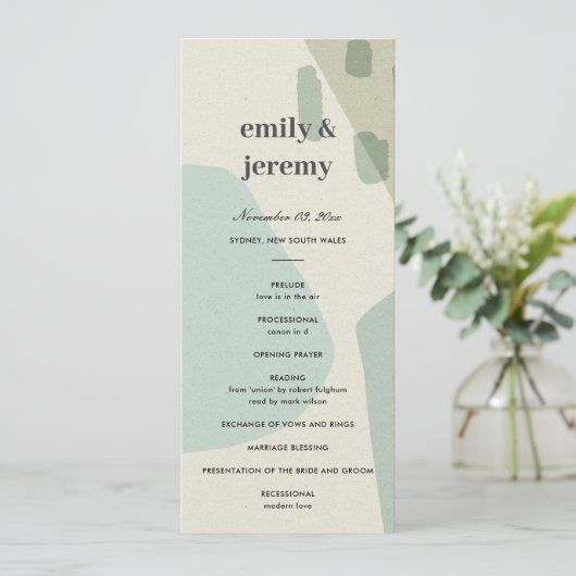 PROGRAMME DE CÉRÉMONIE DE MARIAGE ART ABSTRAIT MOD (Debout devant)