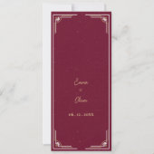 Programme de cérémonie de mariage Art Déco or burg (Devant)