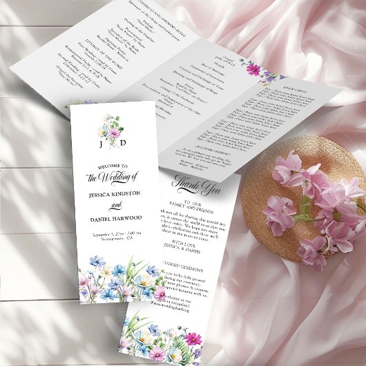 Programme de cérémonie de mariage au jardin de fle