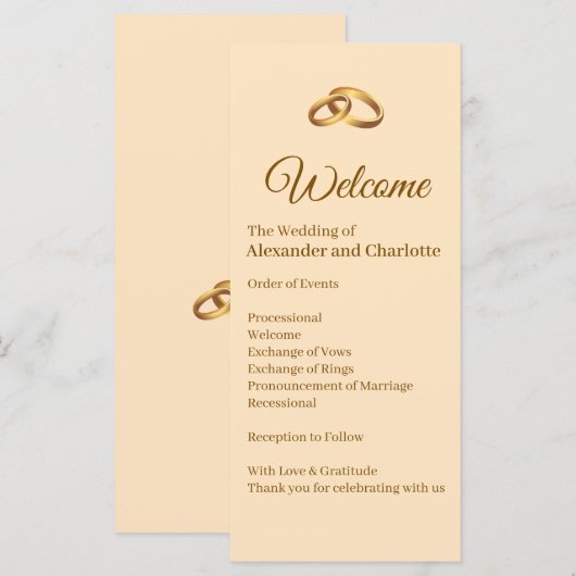 Programme de cérémonie de mariage au monogramme do (Devant / Derrière)