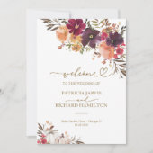 Programme de cérémonie de mariage automnal floral  (Devant)