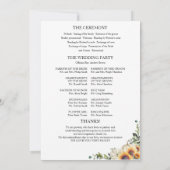 Programme de cérémonie de mariage automnal tournes (Dos)