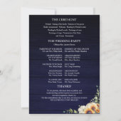 Programme de cérémonie de mariage automnal tournes (Dos)