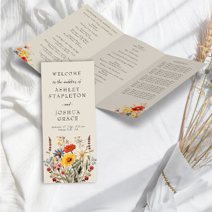 Programme de cérémonie de mariage aux fleurs sauva