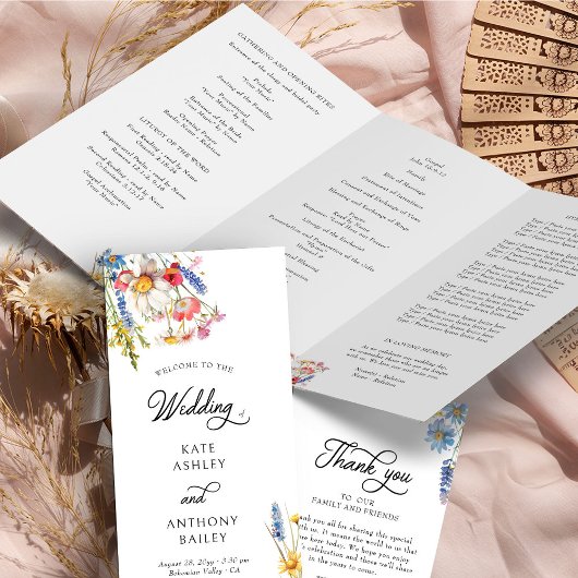 Programme de cérémonie de mariage aux fleurs sauva
