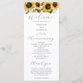 Programme de cérémonie de mariage aux tournesols (Devant)