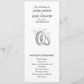 Programme de cérémonie de mariage avec des allianc (Devant)