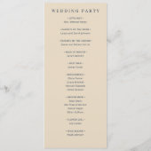 Programme de cérémonie de mariage beige élégant (Dos)