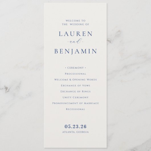 Programme de cérémonie de mariage beige élégant (Devant)