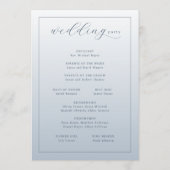 Programme de cérémonie de mariage bleu élégant (Dos)