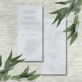 Programme de cérémonie de mariage bleu élégant côt