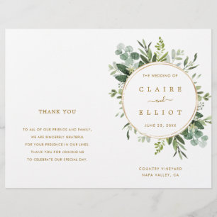 Programme de cérémonie de Mariage Botanical Gold G