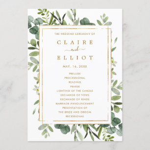 Programme de cérémonie de Mariage Botanical Gold G