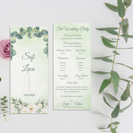 Programme de cérémonie de mariage botanique Eucaly