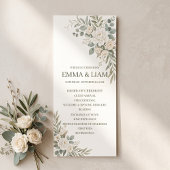 Programme de cérémonie de mariage botanique vert s