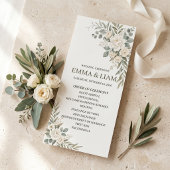 Programme de cérémonie de mariage botanique vert s