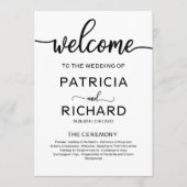 Programme de cérémonie de mariage calligraphié de  (Devant)