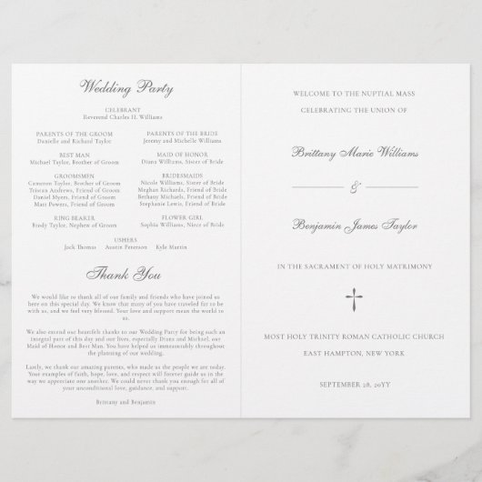 Programme de cérémonie de mariage catholique argen (Devant)