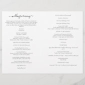 Programme de cérémonie de mariage catholique avec (Dos)