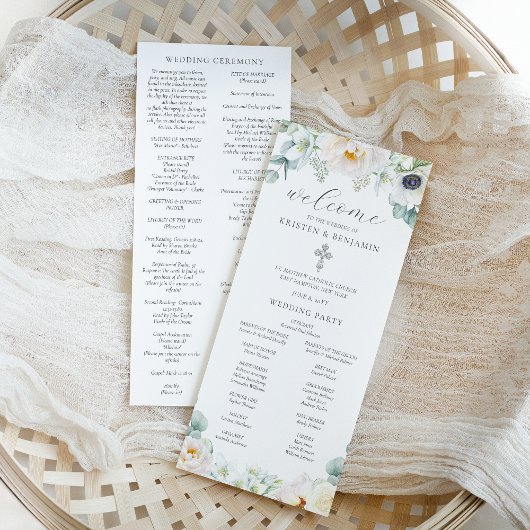 Programme de cérémonie de mariage catholique blanc