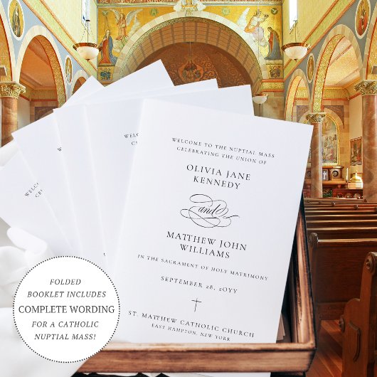 Programme de cérémonie de mariage catholique éléga