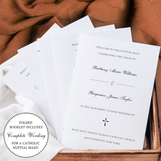 Programme de cérémonie de mariage catholique éléga