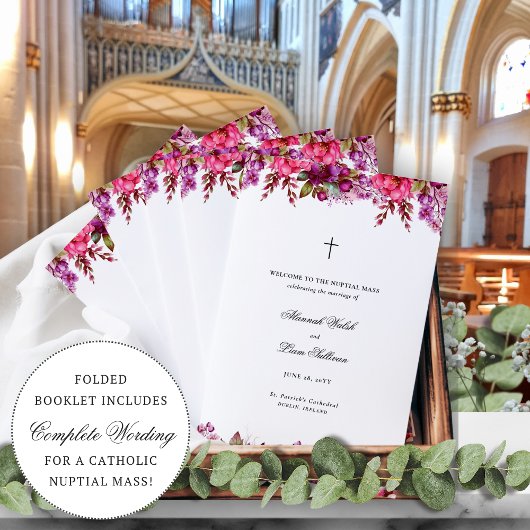 Programme de cérémonie de mariage catholique flora