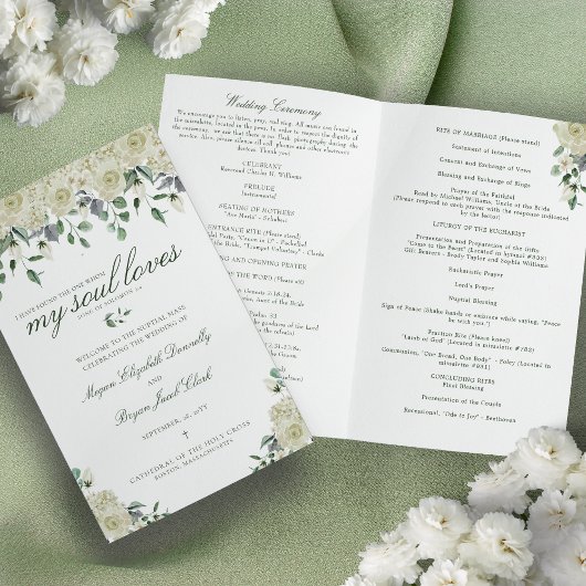 Programme de cérémonie de mariage catholique Megan