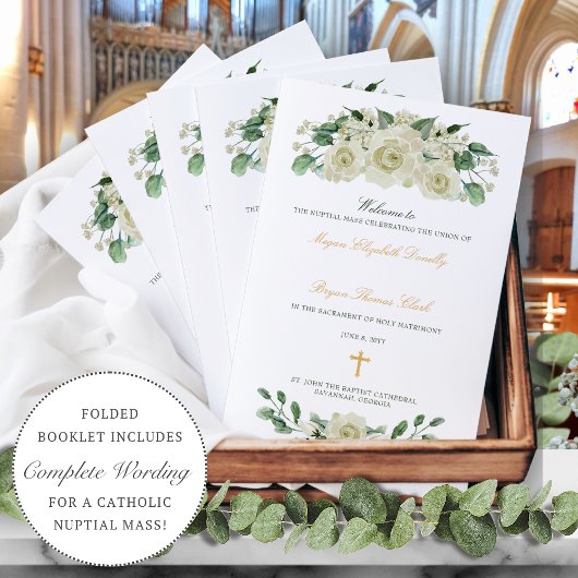 Programme de cérémonie de mariage catholique Megan