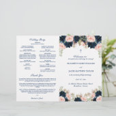 Programme de cérémonie de mariage catholique Navy  (Debout devant)
