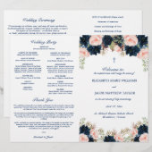 Programme de cérémonie de mariage catholique Navy  (Devant / Derrière)
