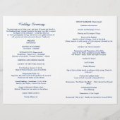 Programme de cérémonie de mariage catholique Navy  (Dos)