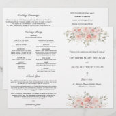 Programme de cérémonie de mariage catholique rose (Devant / Derrière)