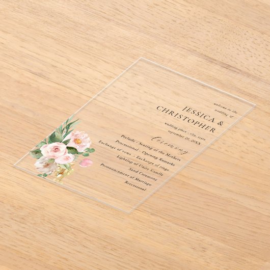 Programme de Cérémonie de Mariage champagne et ros (Poser)