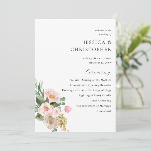 Programme de Cérémonie de Mariage champagne et ros (Debout devant)