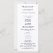 Programme de cérémonie de mariage chic bleu marine (Dos)