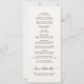 Programme de cérémonie de mariage Chic Cream (Dos)