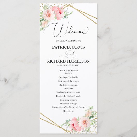 Programme de cérémonie de Mariage d'accueil Floral (Devant)