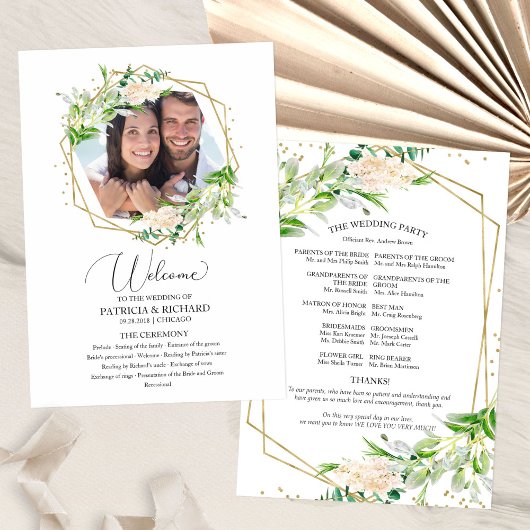 Programme de cérémonie de mariage de bienvenue ave