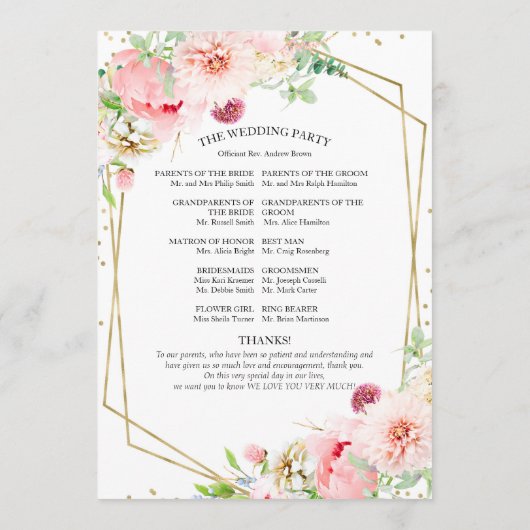 Programme de cérémonie de Mariage de bienvenue Blu (Dos)