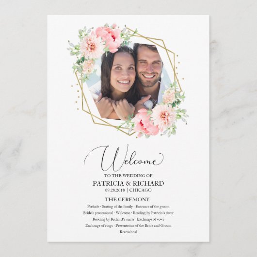 Programme de cérémonie de Mariage de bienvenue Blu (Devant)