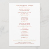 Programme de cérémonie de mariage de bienvenue en  (Dos)