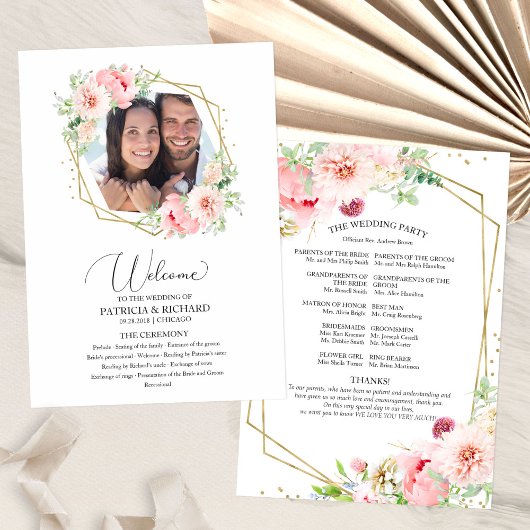 Programme de cérémonie de mariage de bienvenue Fle