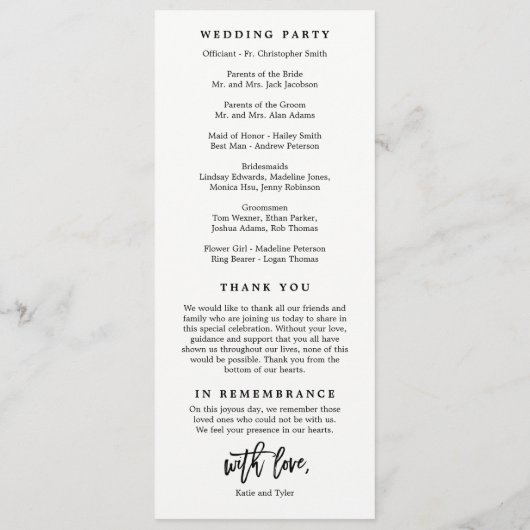 Programme de cérémonie de Mariage de charme brossé (Dos)